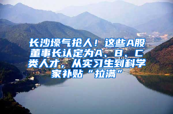 长沙壕气抢人！这些A股董事长认定为A、B、C类人才，从实习生到科学家补贴“拉满”