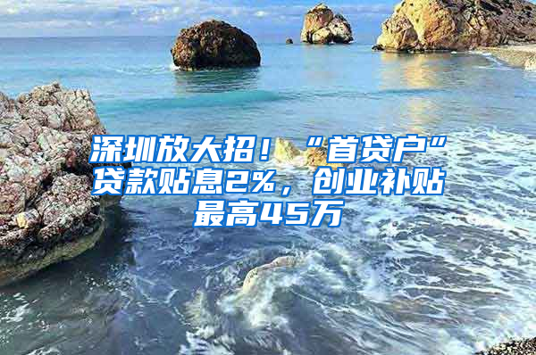 深圳放大招！“首贷户”贷款贴息2%，创业补贴最高45万