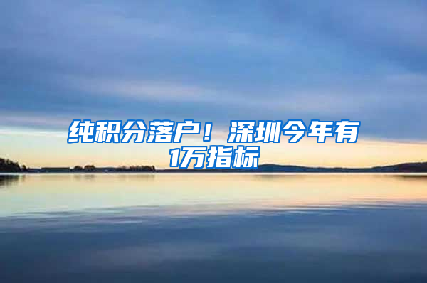 纯积分落户！深圳今年有1万指标