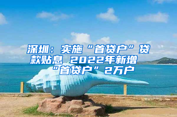 深圳：实施“首贷户”贷款贴息 2022年新增“首贷户”2万户