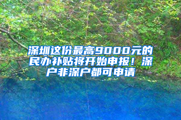 深圳这份最高9000元的民办补贴将开始申报！深户非深户都可申请