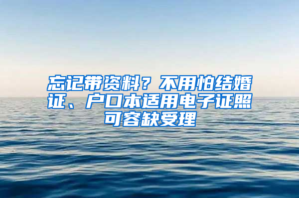 忘记带资料？不用怕结婚证、户口本适用电子证照可容缺受理