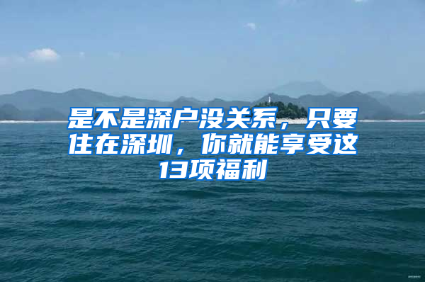 是不是深户没关系，只要住在深圳，你就能享受这13项福利