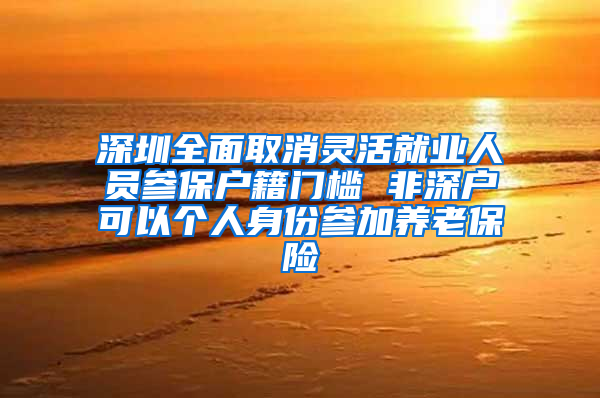 深圳全面取消灵活就业人员参保户籍门槛 非深户可以个人身份参加养老保险