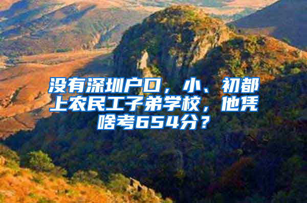 没有深圳户口，小、初都上农民工子弟学校，他凭啥考654分？