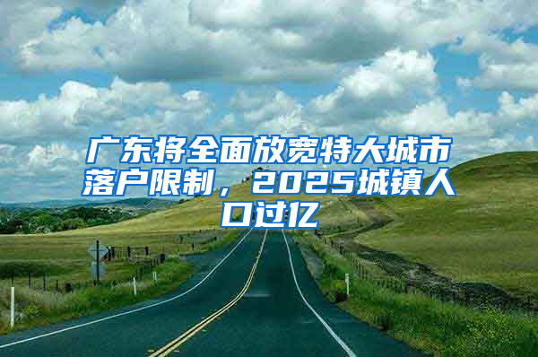 广东将全面放宽特大城市落户限制，2025城镇人口过亿