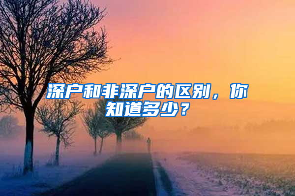 深户和非深户的区别，你知道多少？