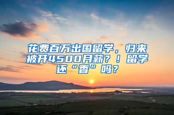 花费百万出国留学，归来被开4500月薪？！留学还“香”吗？