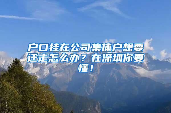 户口挂在公司集体户想要迁走怎么办？在深圳你要懂！