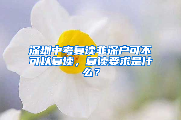 深圳中考复读非深户可不可以复读，复读要求是什么？