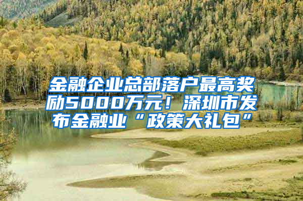 金融企业总部落户最高奖励5000万元！深圳市发布金融业“政策大礼包”