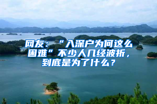 网友：“入深户为何这么困难”不少人几经波折，到底是为了什么？