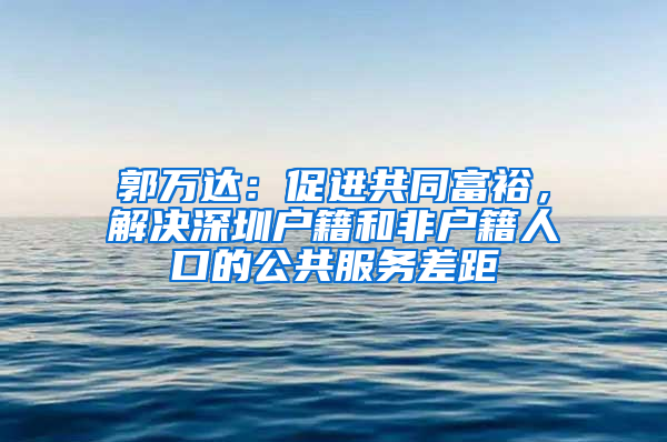 郭万达：促进共同富裕，解决深圳户籍和非户籍人口的公共服务差距