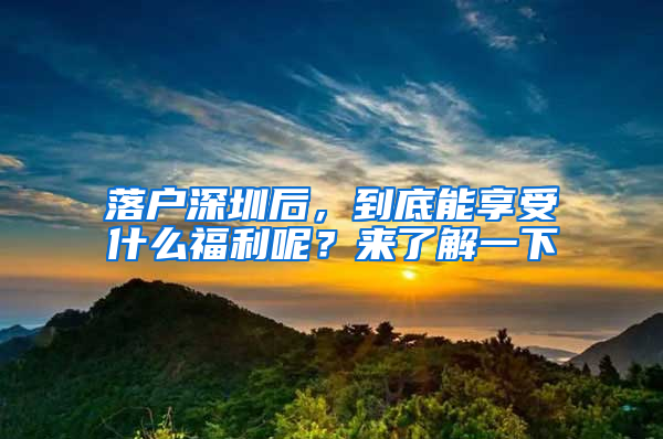 落户深圳后，到底能享受什么福利呢？来了解一下