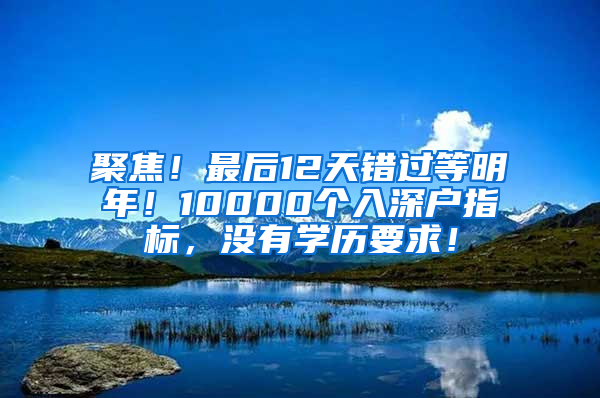 聚焦！最后12天错过等明年！10000个入深户指标，没有学历要求！