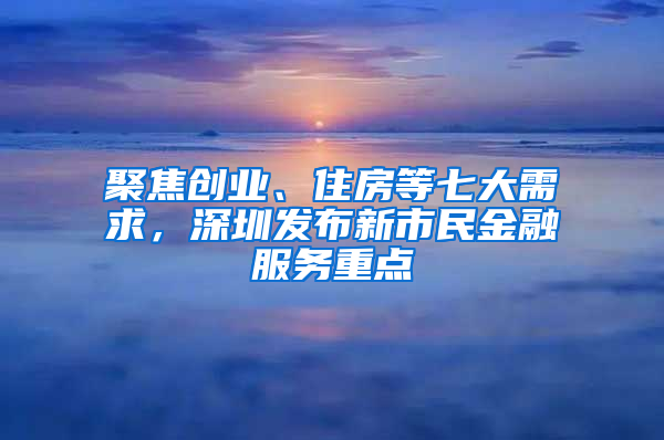 聚焦创业、住房等七大需求，深圳发布新市民金融服务重点