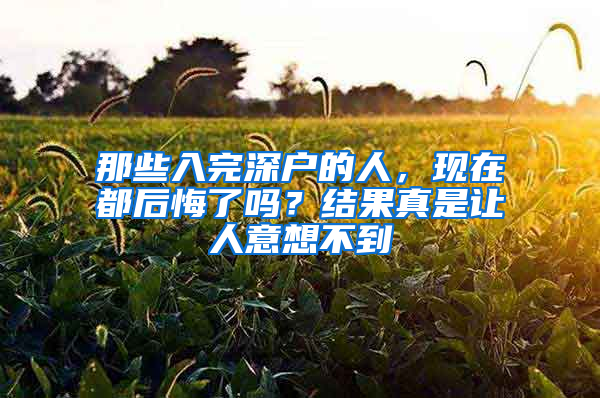 那些入完深户的人，现在都后悔了吗？结果真是让人意想不到