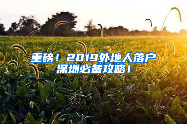 重磅！2019外地人落户深圳必备攻略！