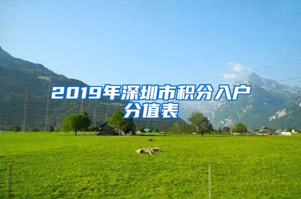 2019年深圳市积分入户分值表