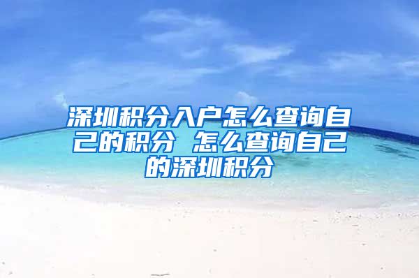 深圳积分入户怎么查询自己的积分 怎么查询自己的深圳积分