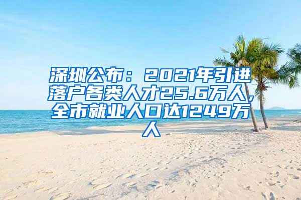 深圳公布：2021年引进落户各类人才25.6万人，全市就业人口达1249万人