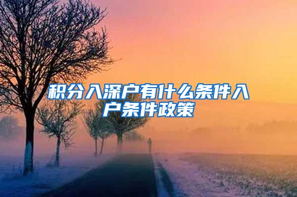 积分入深户有什么条件入户条件政策