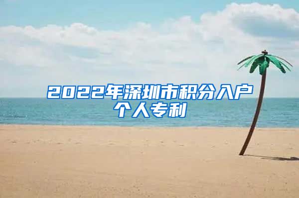 2022年深圳市积分入户个人专利