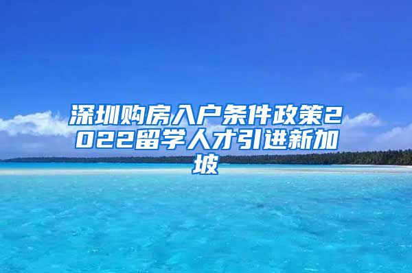 深圳购房入户条件政策2022留学人才引进新加坡