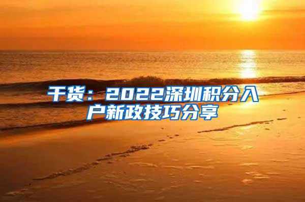 干货：2022深圳积分入户新政技巧分享