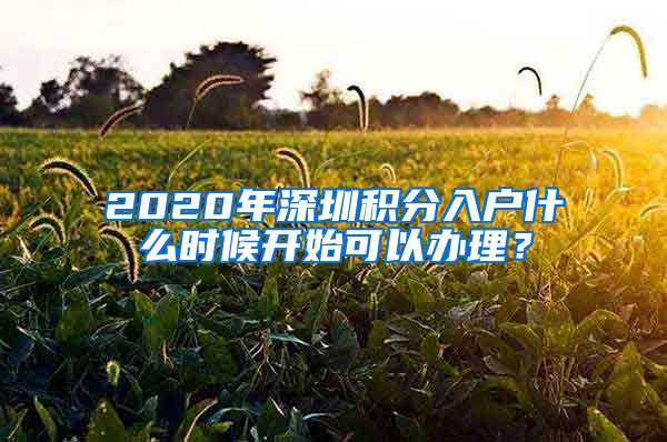 2020年深圳积分入户什么时候开始可以办理？