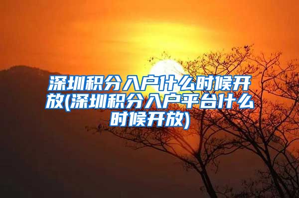 深圳积分入户什么时候开放(深圳积分入户平台什么时候开放)