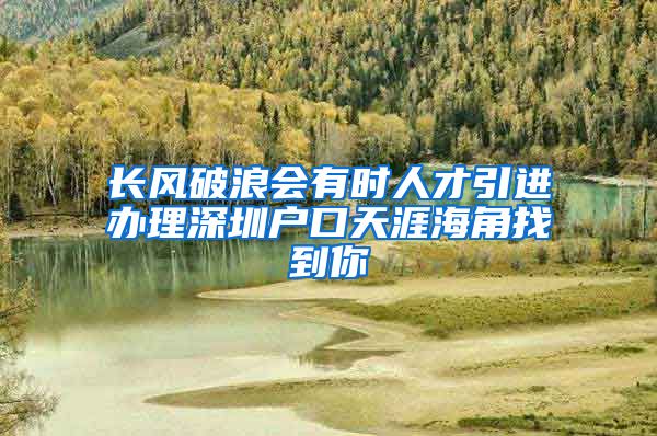 长风破浪会有时人才引进办理深圳户口天涯海角找到你