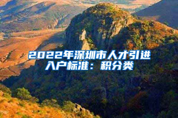 2022年深圳市人才引进入户标准：积分类