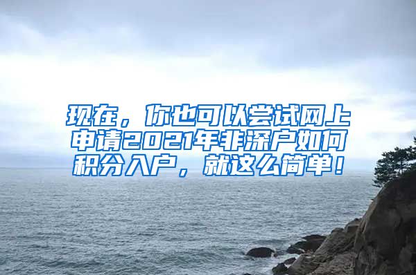 现在，你也可以尝试网上申请2021年非深户如何积分入户，就这么简单！