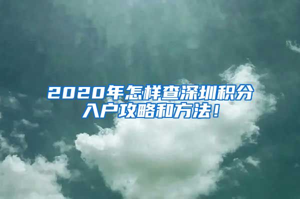 2020年怎样查深圳积分入户攻略和方法！