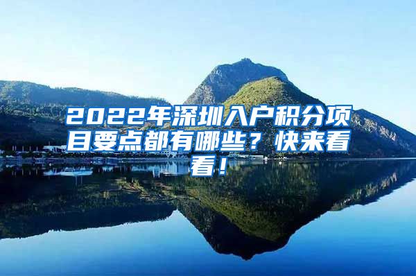 2022年深圳入户积分项目要点都有哪些？快来看看！