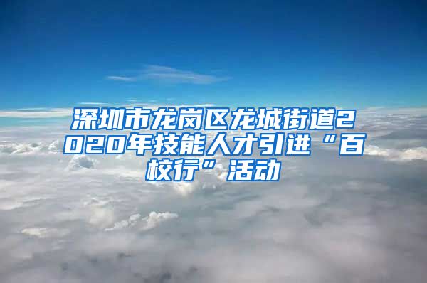 深圳市龙岗区龙城街道2020年技能人才引进“百校行”活动