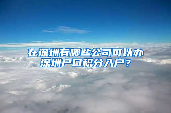 在深圳有哪些公司可以办深圳户口积分入户？