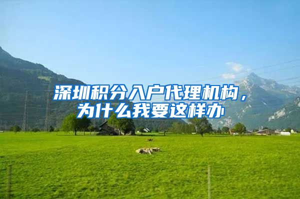 深圳积分入户代理机构，为什么我要这样办