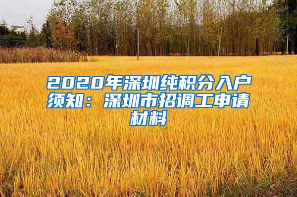 2020年深圳纯积分入户须知：深圳市招调工申请材料