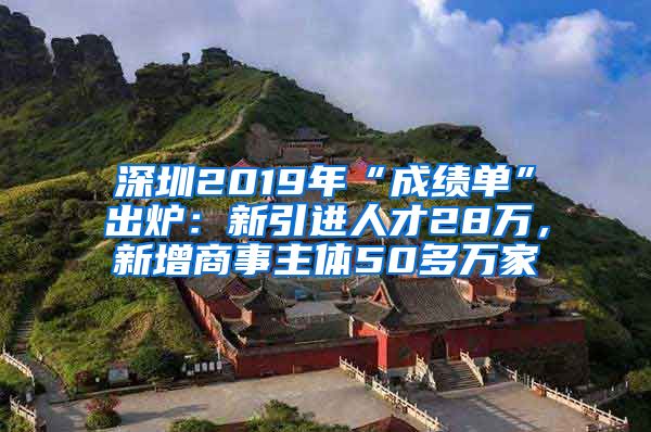 深圳2019年“成绩单”出炉：新引进人才28万，新增商事主体50多万家