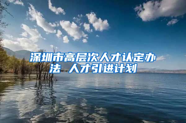 深圳市高层次人才认定办法 人才引进计划