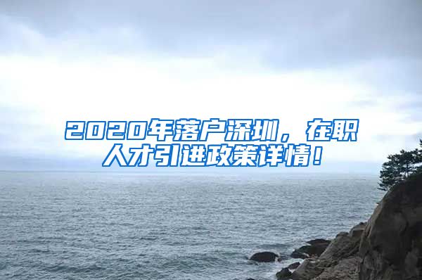 2020年落户深圳，在职人才引进政策详情！