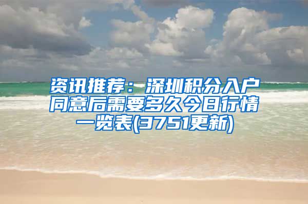 资讯推荐：深圳积分入户同意后需要多久今日行情一览表(3751更新)