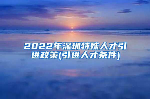 2022年深圳特殊人才引进政策(引进人才条件)