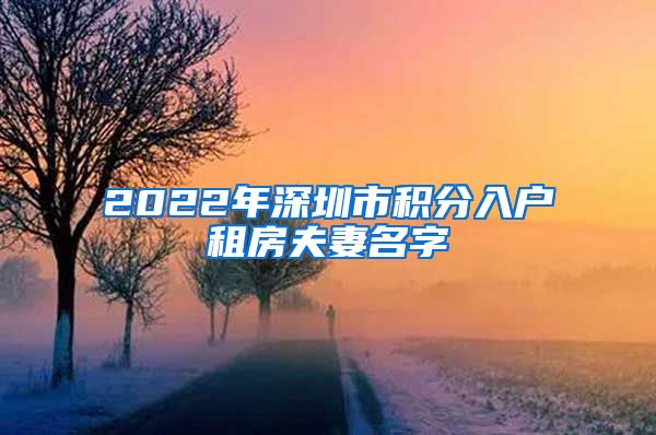 2022年深圳市积分入户租房夫妻名字