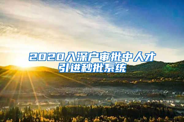 2020入深户审批中人才引进秒批系统