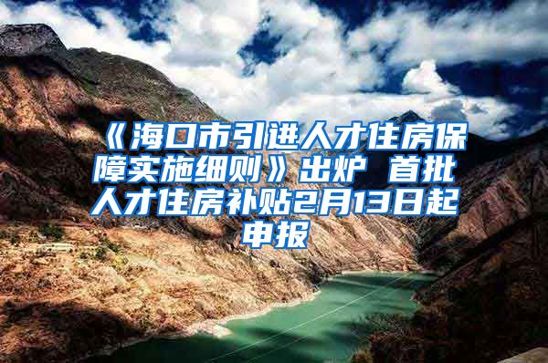 《海口市引进人才住房保障实施细则》出炉 首批人才住房补贴2月13日起申报