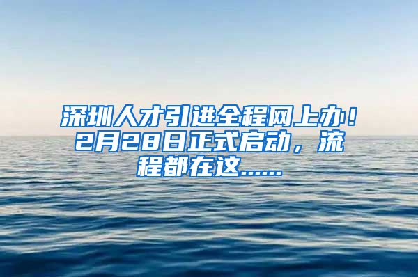 深圳人才引进全程网上办！2月28日正式启动，流程都在这......