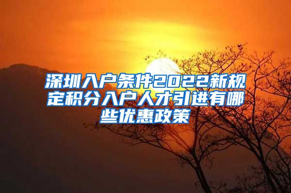 深圳入户条件2022新规定积分入户人才引进有哪些优惠政策